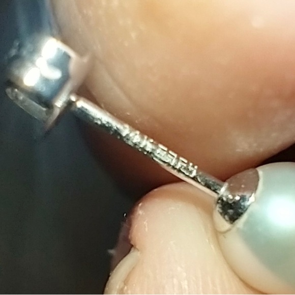 EFFY - Solid 14k 14kt white gold dangle drop pearl earrings - Picture 3 of 3